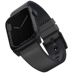 Ремешок Uniq Straden Waterproof Leather/Silicone для Apple Watch 42-44-45-49 мм, серый
